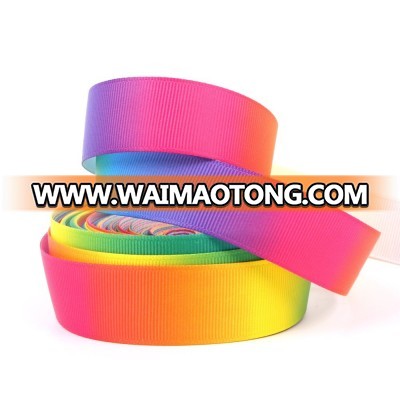 Custom single fancy rainbow printed designer grosgrain ribbon