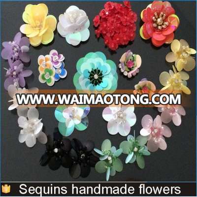 2016 Flower shaped sequins fabric applique gold Sequins appliques patch sell cheap