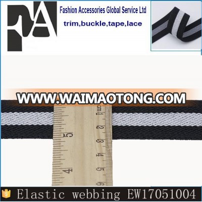 high quality 3cm white and black stripe elastic tape band for garments