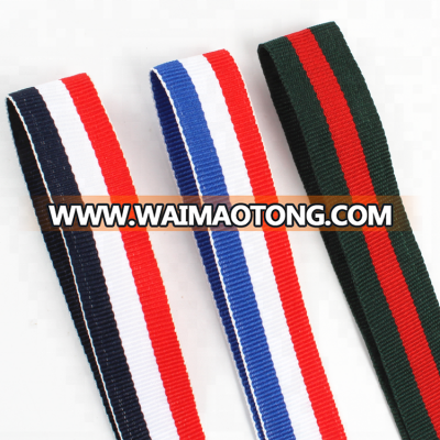 High Quality Polyester Red White Blue Striped Ribbon for Clothing