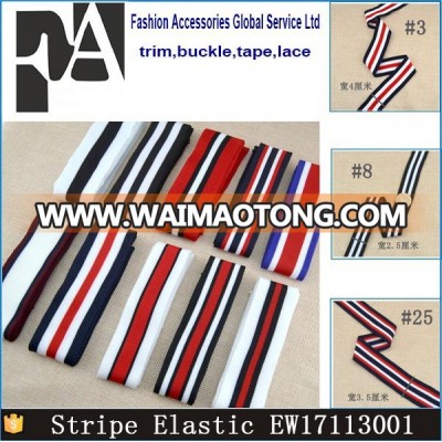 Fashion Stripe Elastic Band Webbing Blue Red Brown Webbing For Dress Clothing