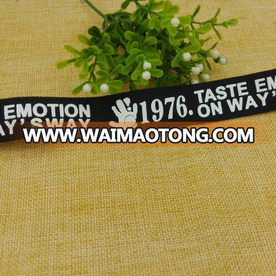 Customized White Logo Printed Jacquard Elastic Band